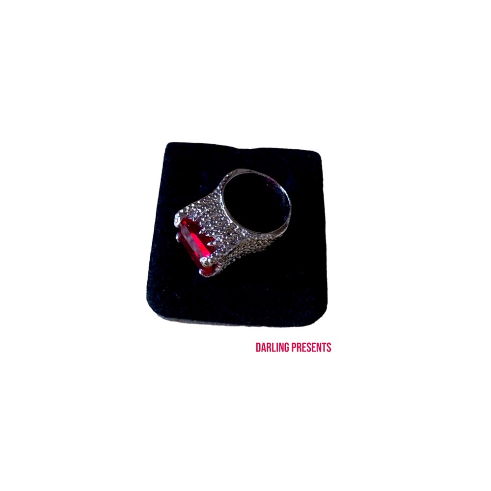 Ruby Gemstone Cocktail Ring Women Color Red Size 6